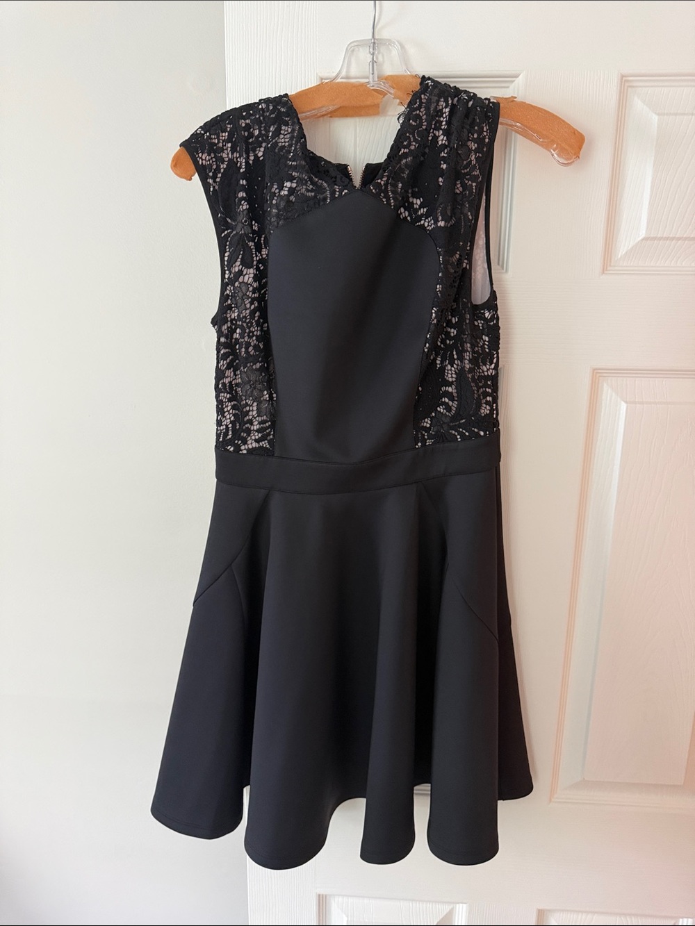 Ted Baker Black Lace Panel Flared Mini Dress